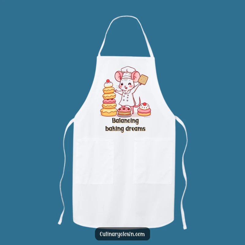 Funny Kawaii Mouse Chef Apron: Cute Pastry Balancing Act, Practical Funny Gift for Cooks
