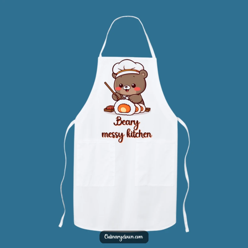 Funny Sushi Chef Bear Apron: Roll with Deliciousness, a Perfect Funny Gift!