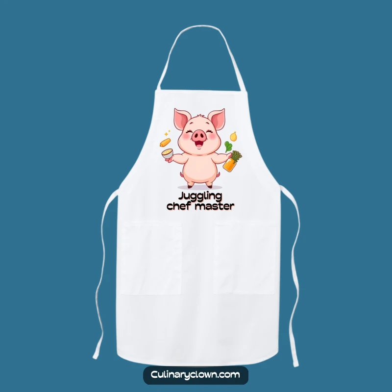 Funny Pig Chef Apron - Juggling Ingredients for Kitchen Comedy