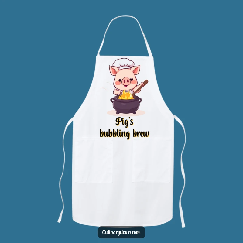 Funny Kawaii Pig Chef Cauldron Apron: Cook Up Fun with Magical Flair