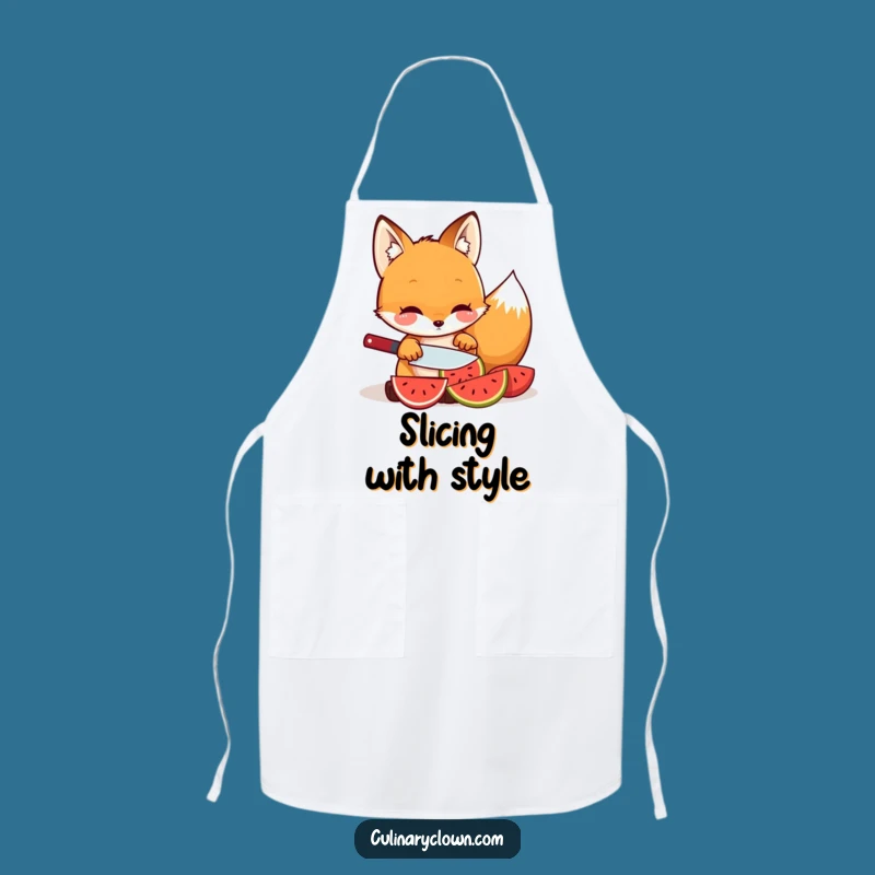 Funny Kawaii Fox Fruit Slicing Apron - Hilarious Protective Gear for Healthy Cooks