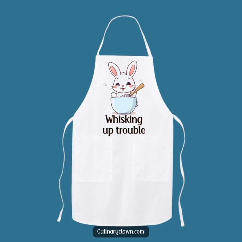 Funny Rabbit Whisking Batter Apron: Chef's Humorous Kitchen Wear for Sweet Creations!