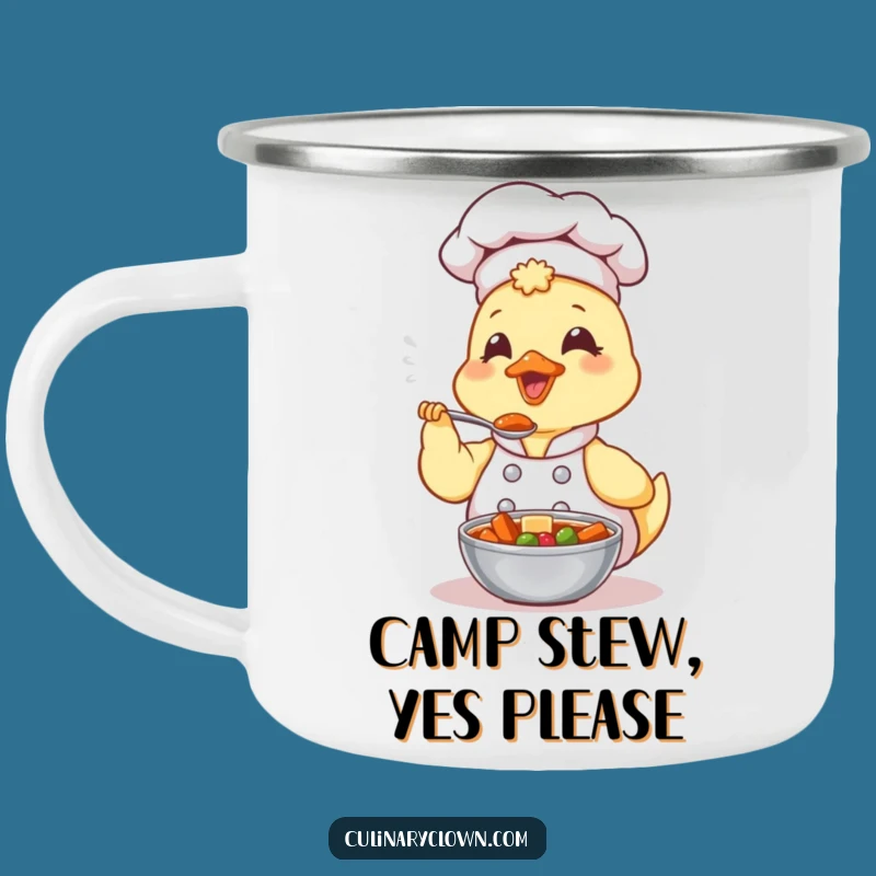 Funny Kawaii Duck Chef Camping Mug: Sturdy Stew Tasting Mug, Great Funny Gift for Outdoors