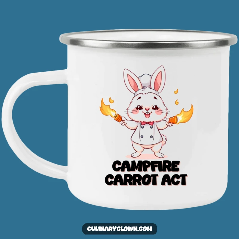 Funny Bunny Chef Camping Mug: Flaming Carrot Juggler Enamel Mug, Adventurous Funny Gift