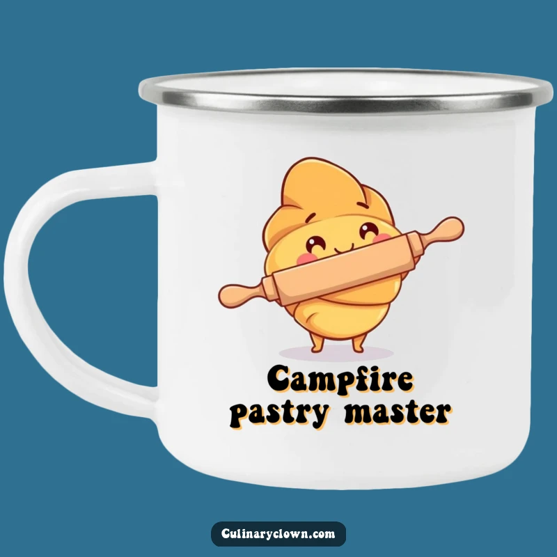 Funny Croissant Baker Camping Mug: Enjoy Warm Drinks with Baking Humor Outdoors