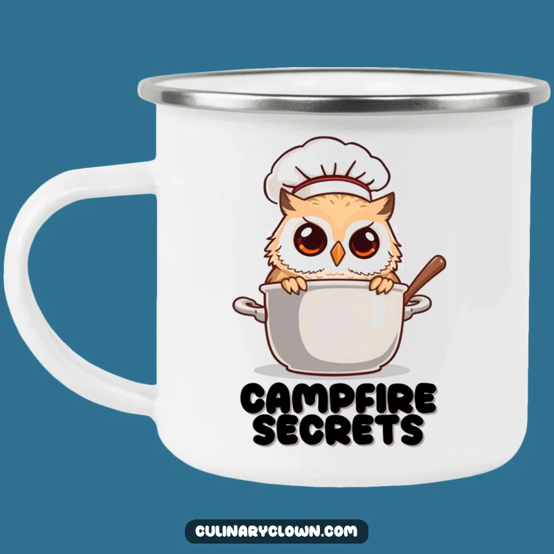 Funny Owl Chef Peeking Pot Camping Mug: Adventures Fueled by Curiosity