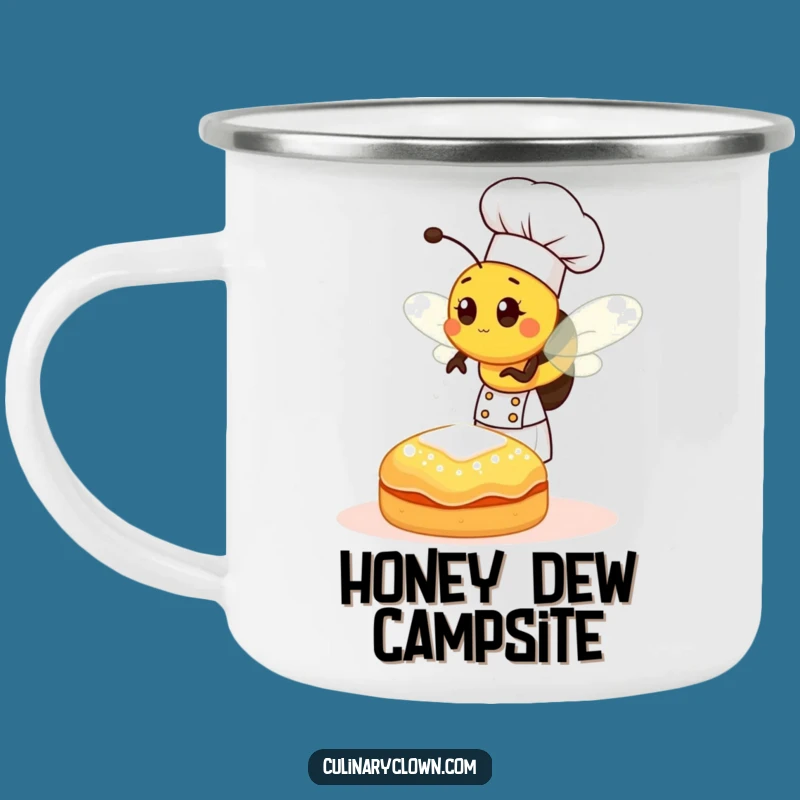 Funny Bee Chef Sprinkling Sugar Camping Mug: Sweet Adventures Guaranteed