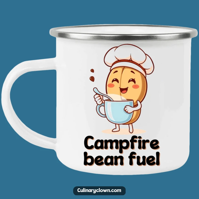 Funny Coffee Bean Chef Camping Mug: Adventure Brews with Hilarious Charm