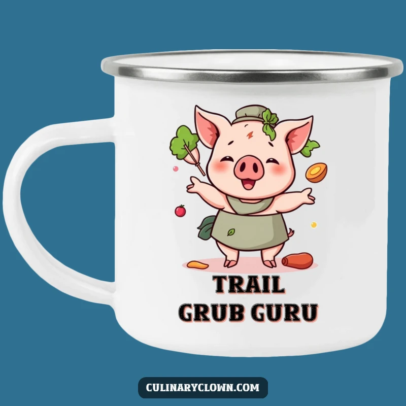 Funny Pig Juggling Ingredients Camping Mug: Hilarious Outdoor Kitchen Companion