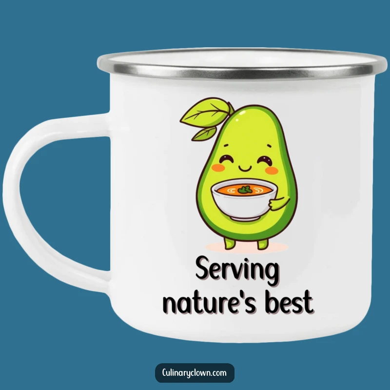 Funny Avocado Soup Camping Mug: Enjoy Adventures with Healthy Flair