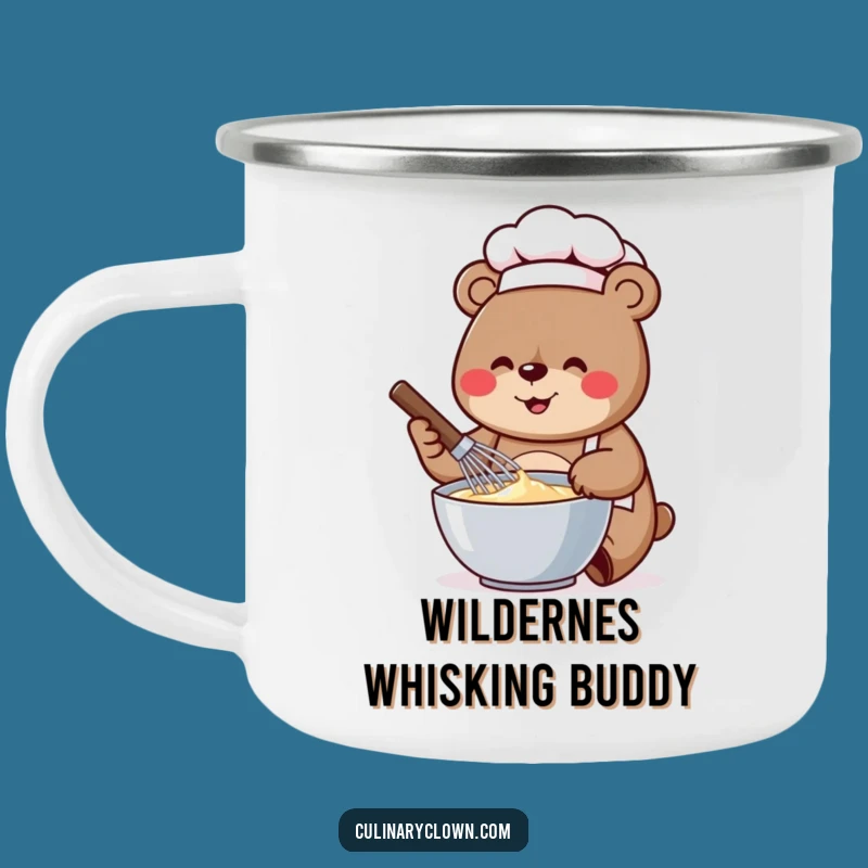 Funny Bear Chef Whisking Camping Mug: Baking by the Fire