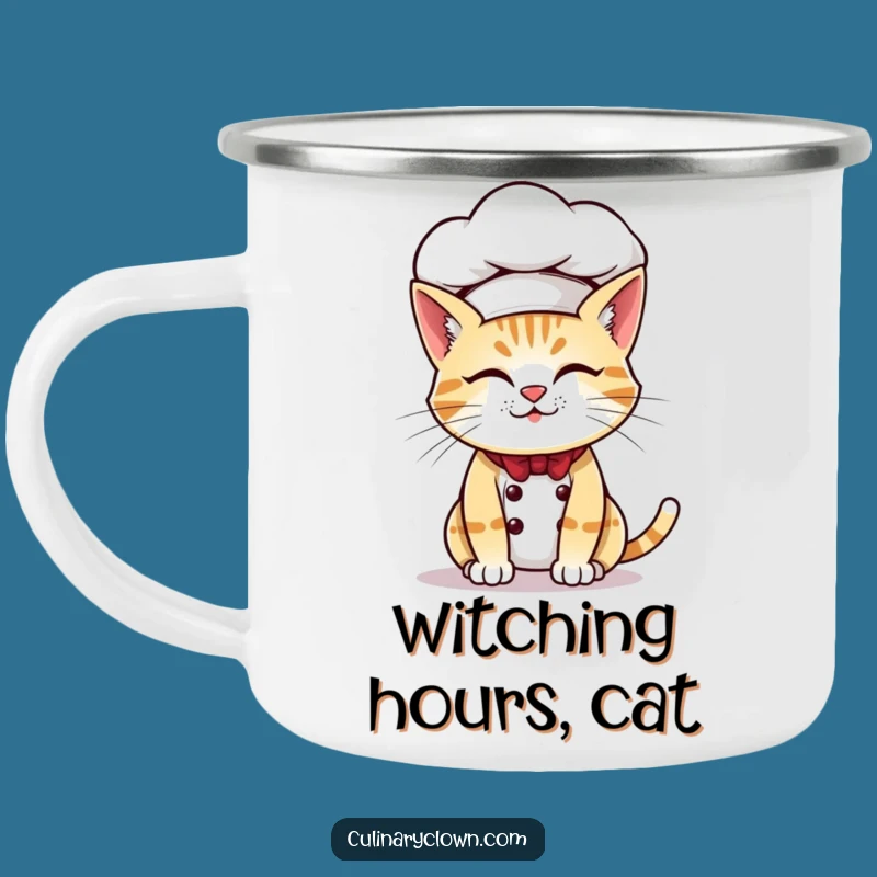 Funny Cat Chef Camping Mug Feline Adventure Oversized Hat Drinkware