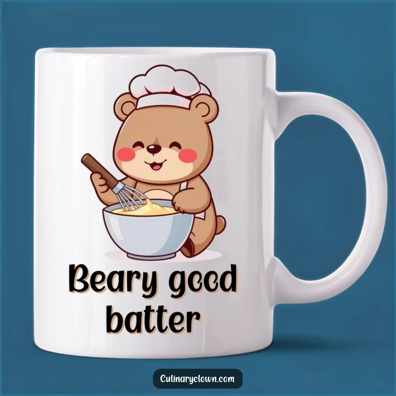 Funny Bear Chef Whisking Mug: Cheerful Baker Buddy, Perfect Gift