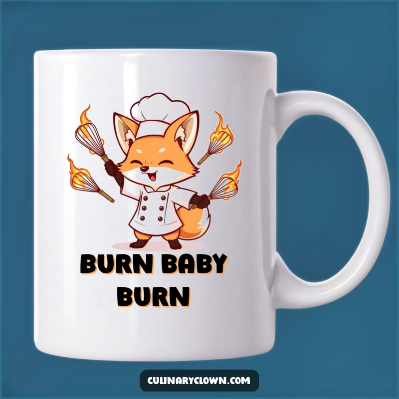 Funny Fox Chef Flaming Whisk Mug - Hilarious Culinary Daredevil Gift