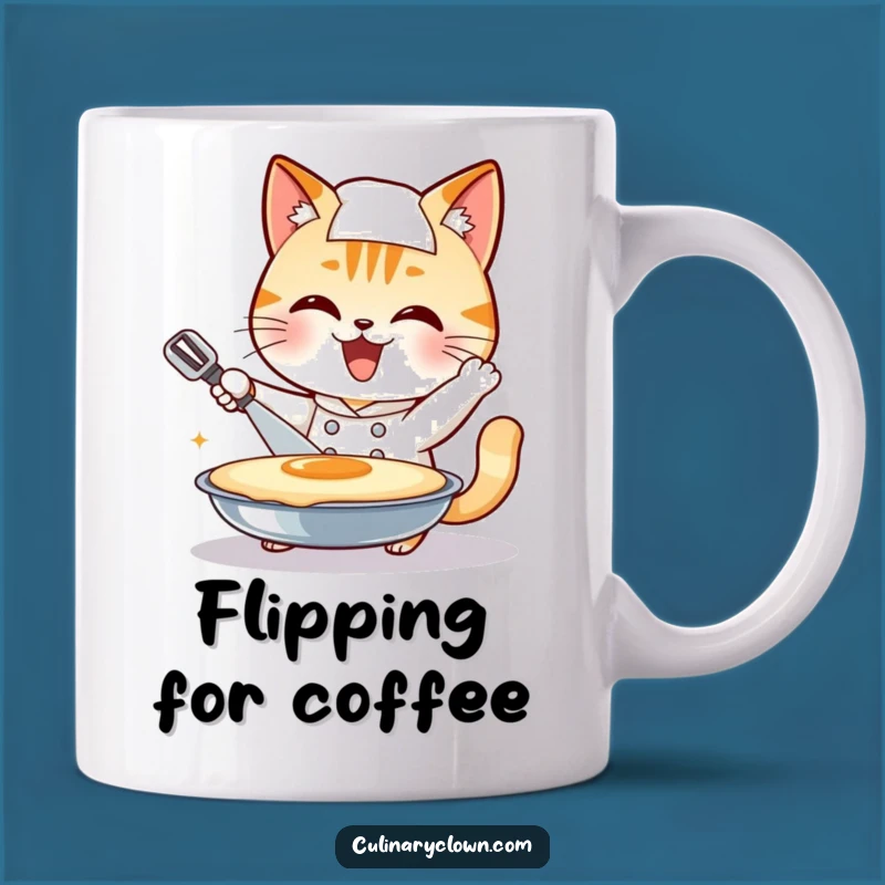 Funny Cat Chef Mug: Pancake Flip Fiasco Lover Gift, Hilarious Breakfast Humor
