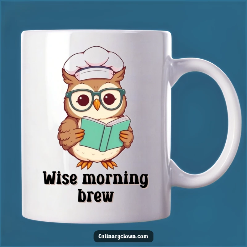 Funny Chef Owl Mug - Wise Recipe Reader, Perfect Funny Gift for Cooks