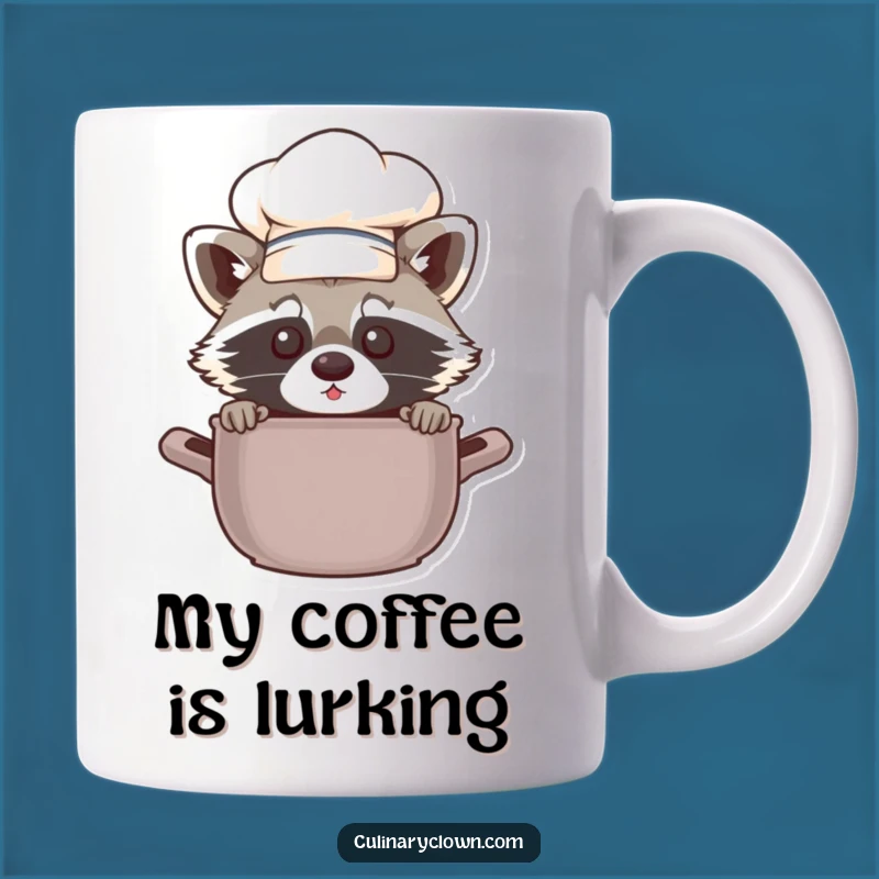 Funny Chef Raccoon Mug: Adorable Peeking Critter, Perfect Kitchen Gift