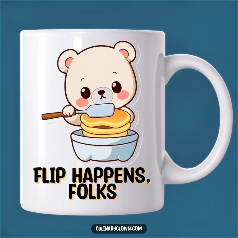 Funny Kawaii Bear Pancake Flipping Mug - Hilarious Breakfast Gift for Bear Lovers