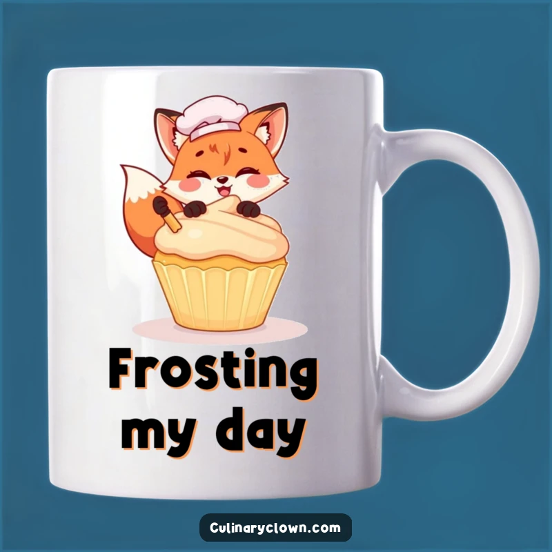 Funny Kawaii Fox Chef Mug: Adorable Cupcake Decorating Fox Cartoon, Perfect Funny Gift