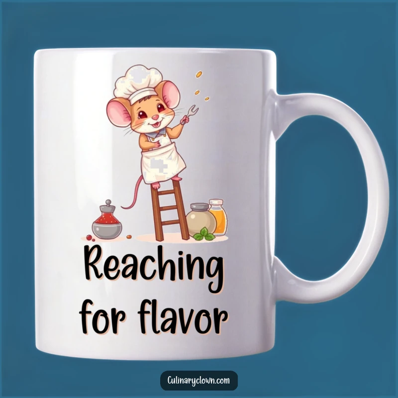 Funny Mouse Chef Mug: Brave Climber Reaches Spices, Perfect Gift