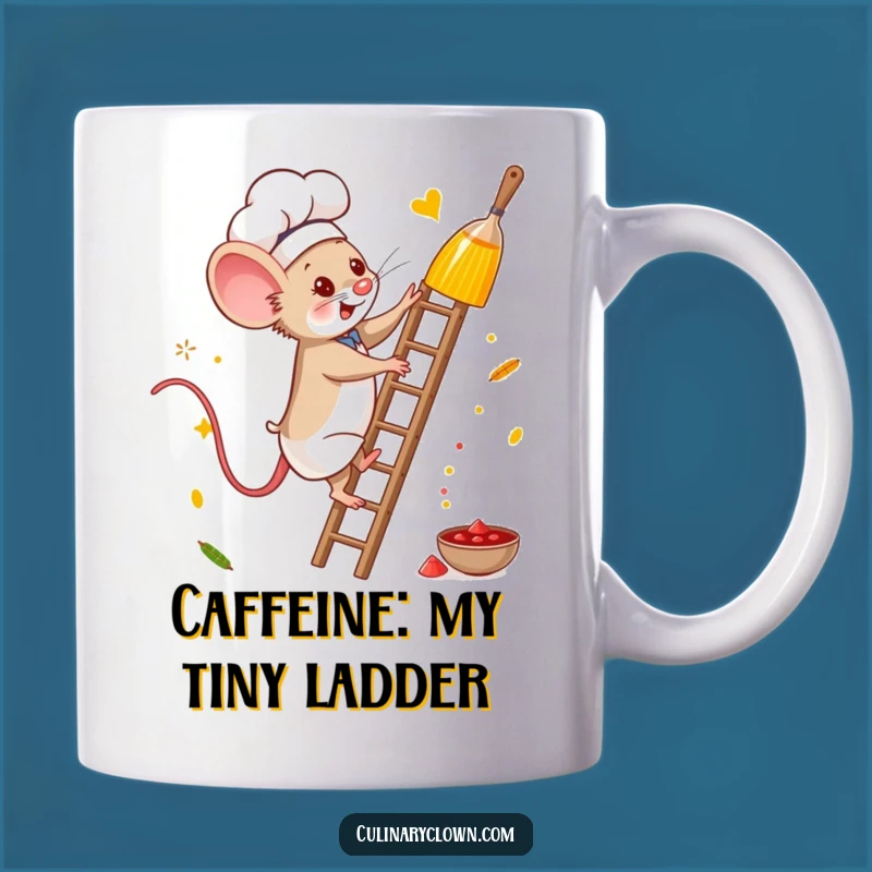 Funny Mouse Chef Mug: Brave Climber Reaching for Flavor Adventures