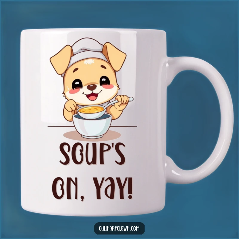 Funny Puppy Chef Soup Tasting Mug - Adorable Happy Chef Gift