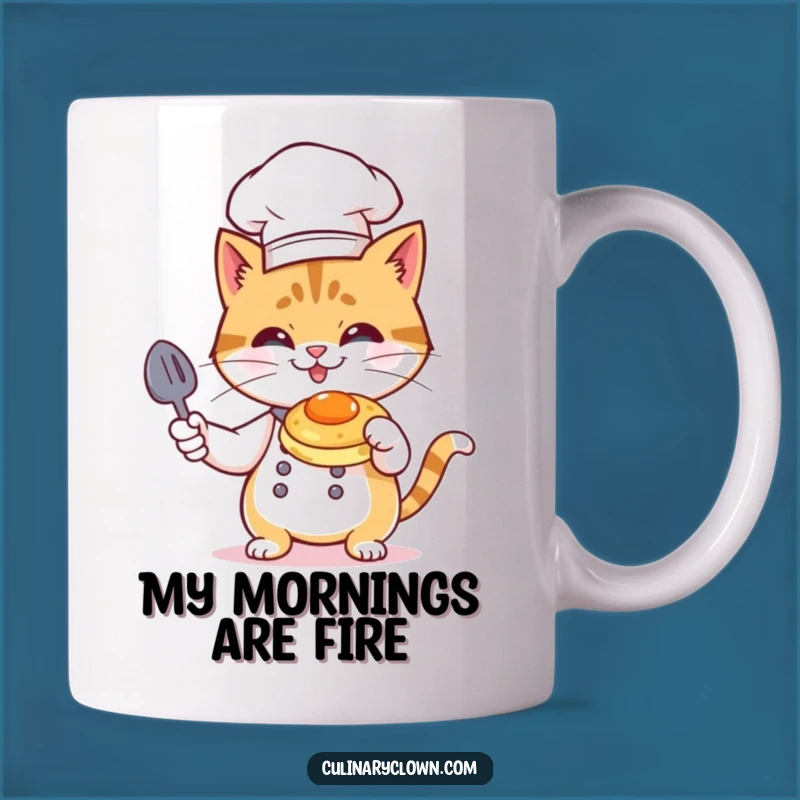 Funny Cat Chef Flambé Mug: Hilarious Culinary Mishap Gift for Foodie Friends