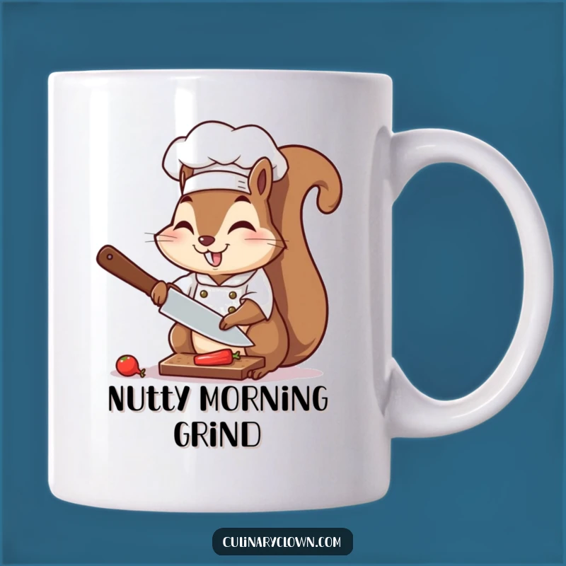 Funny Chef Squirrel Mug: Energetic Chopping Action, Great Gift