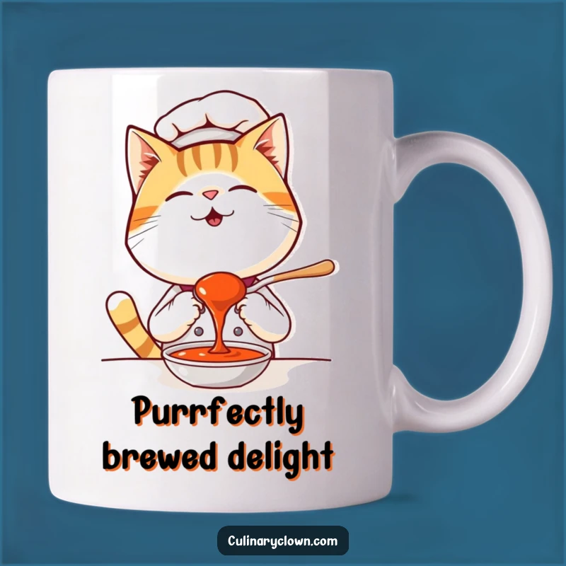 Funny Kawaii Cat Chef Mug - Giggling Gourmet Gift for Feline Food Lovers