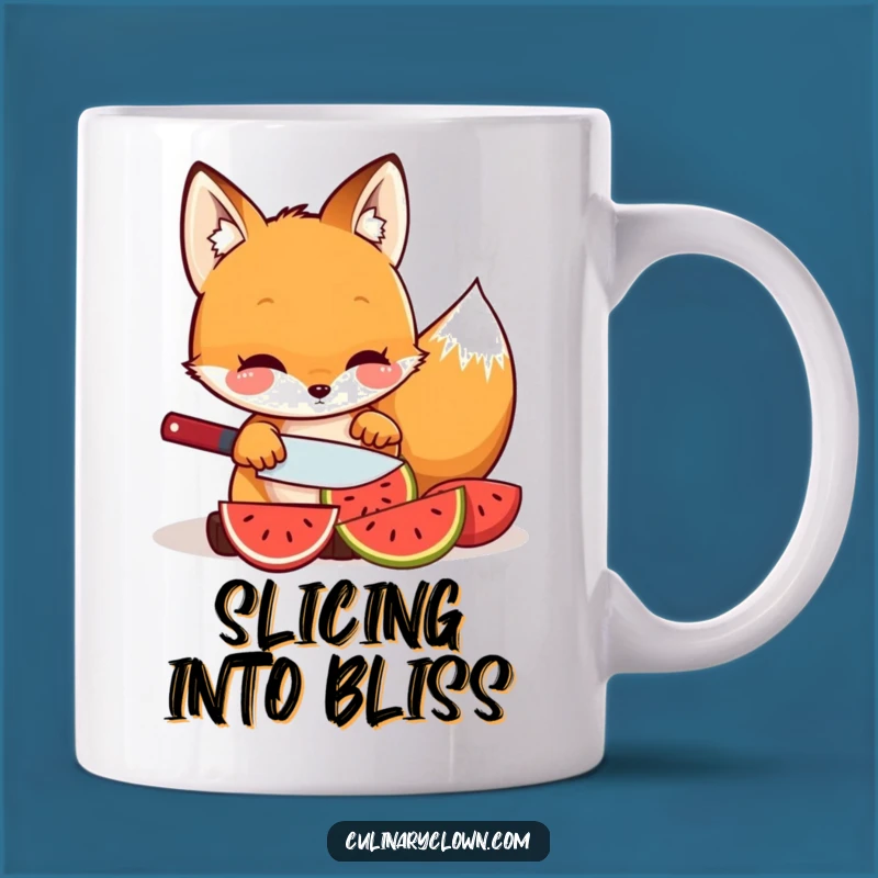 Funny Kawaii Fox Fruit Slicing Mug - Hilarious Healthy Lifestyle Gift