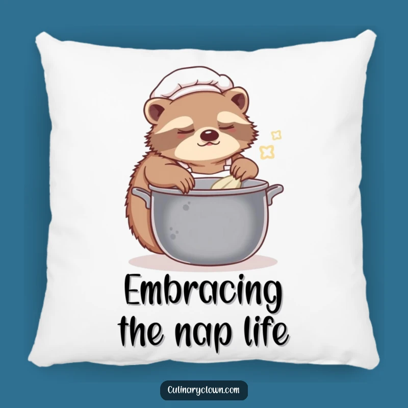 Funny Sloth Chef Pillow: Snuggle Up with Slow-Cooker Comfort