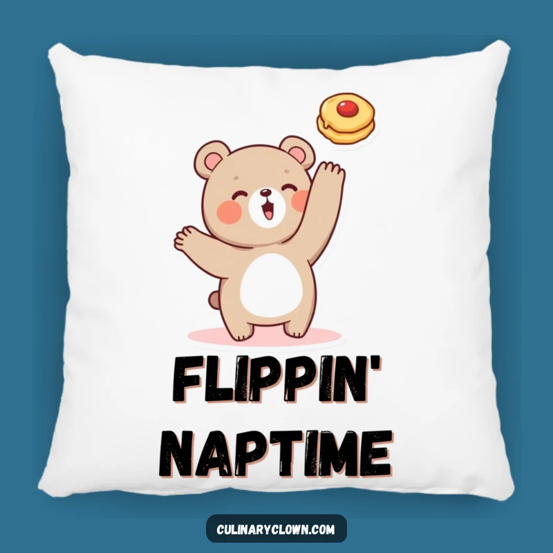 Funny Bear Pancake Flipping Pillow: Comfy & Hilarious Decor for Breakfast Nooks!