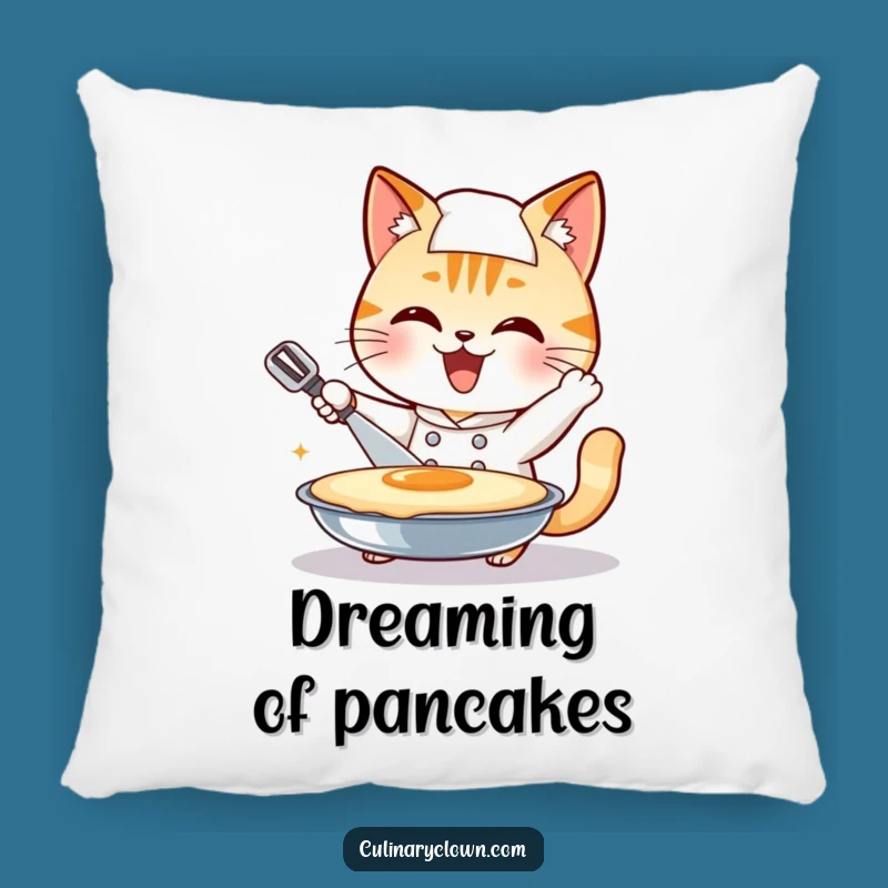 Funny Cat Chef Pillow: Cozy Pancake Flip Cushion, Whimsical Feline Funny Gift