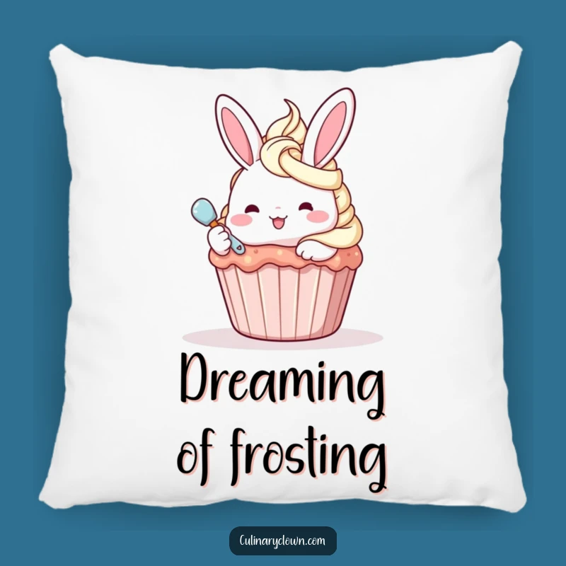 Funny Kawaii Bunny Frosting Cupcake Pillow - Cozy & Hilarious Comfort Decor