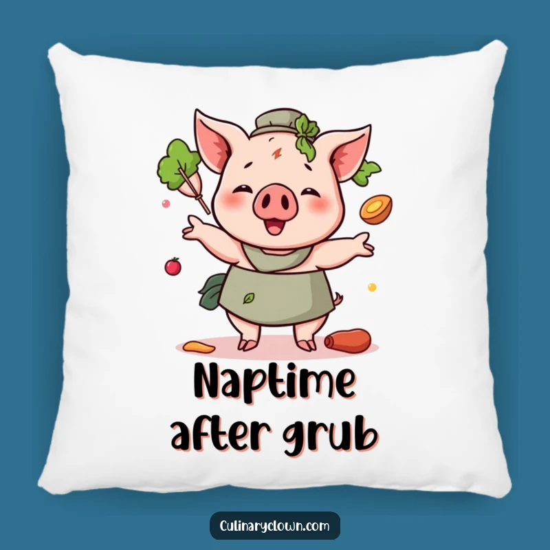 Funny Pig Juggling Ingredients Pillow: A Hilarious Accent for Cozy Spaces
