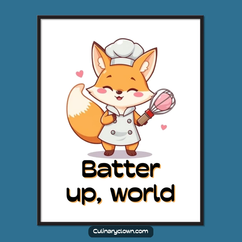 Funny Fox Chef Digital Art - Whisking Batter Charm - Instant Download