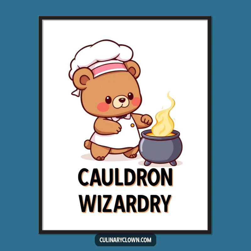 Funny Bear Chef Digital Art: Cauldron Stirrer Downloadable Print, Unique Cute Funny Gift