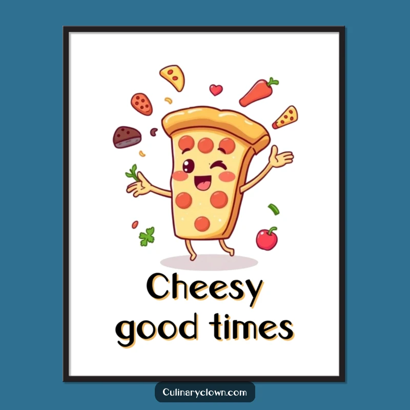 Funny Pizza Juggler Digital Print: Instant Foodie Fun, a Perfect Funny Gift!