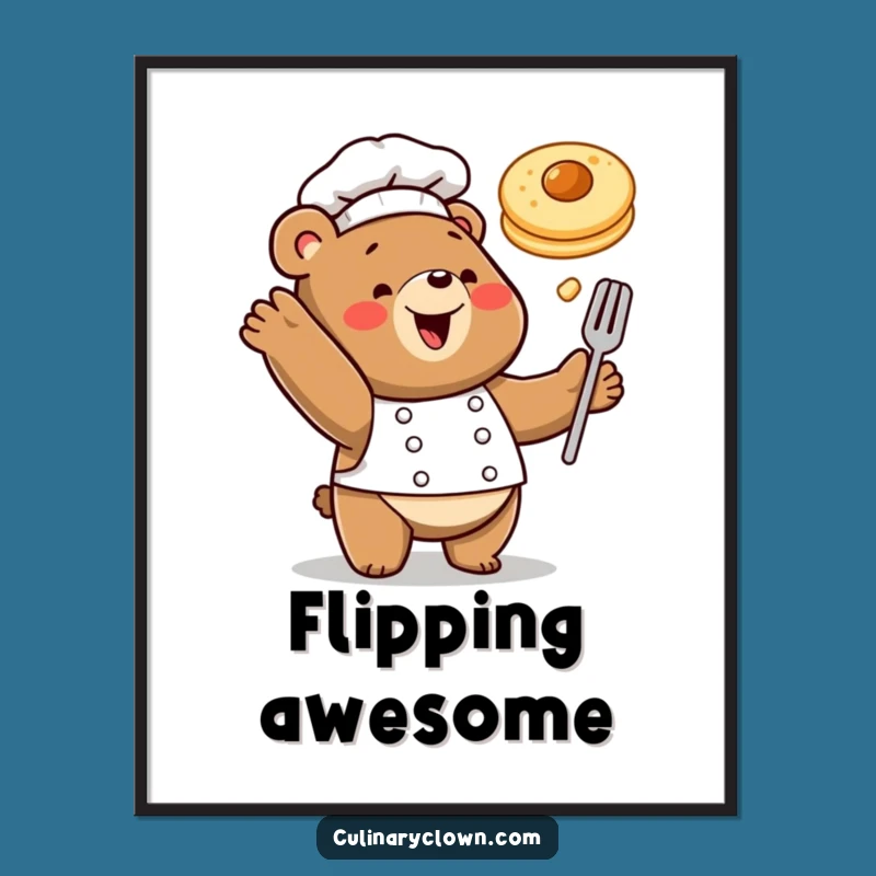Funny Bear Chef Digital Art Breakfast Instant Download Chef Decor