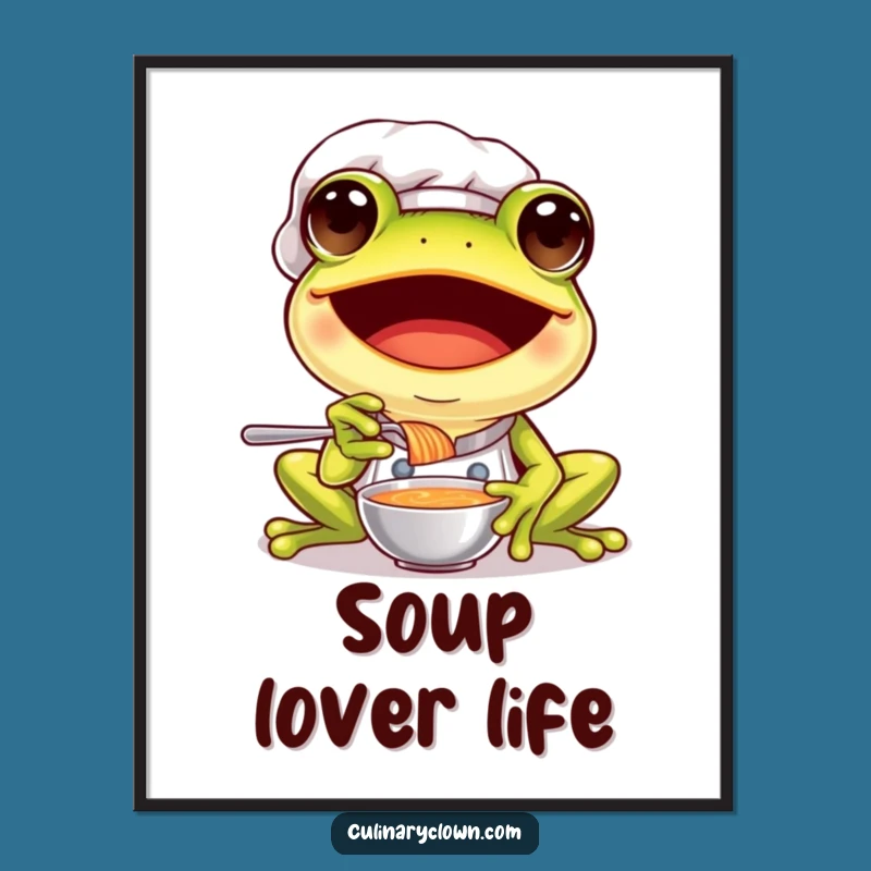 Funny Frog Chef Digital Print: Joyful Tasting Art, Gift