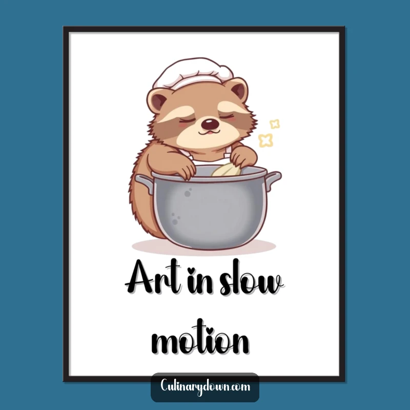 Funny Sloth Chef Digital Art: Instant Humor for Your Space