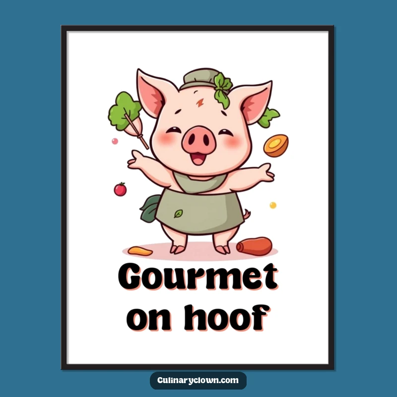 Funny Pig Juggling Ingredients Digital Print: Hilarious Chef Art for Instant Joy