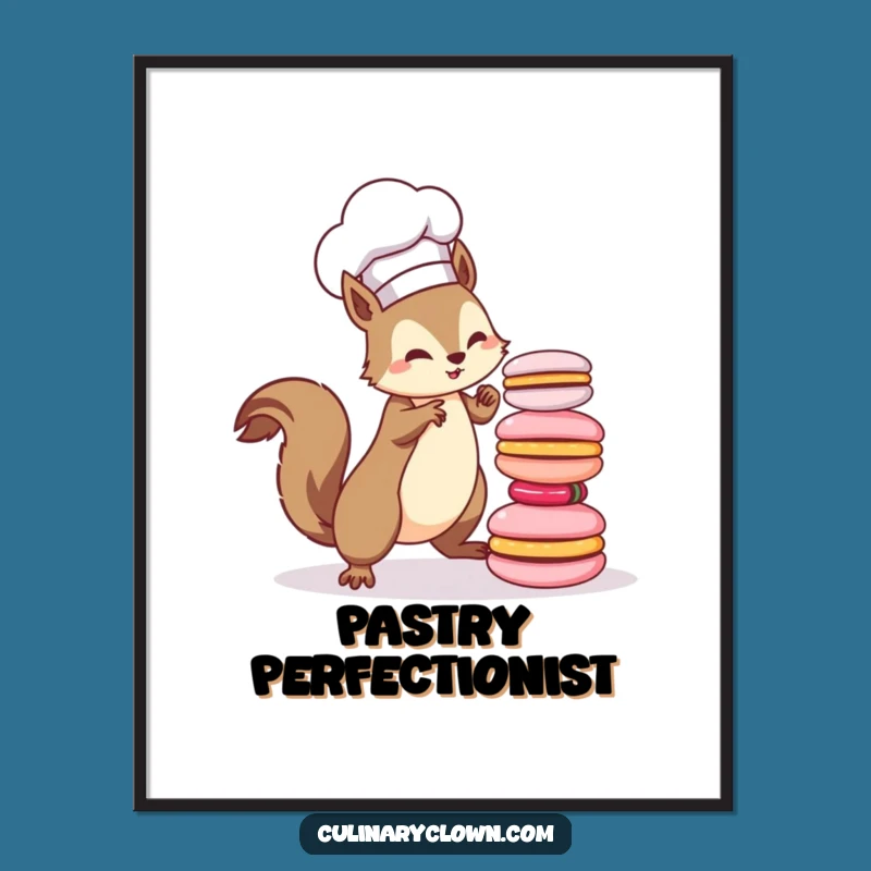 Funny Kawaii Squirrel Chef Digital Art: Adorable Macaron Masterpiece - Instant Gift!