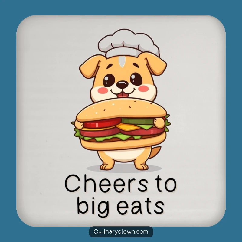Funny Kawaii Dog Chef Drink Coaster: Protect Surfaces with Culinary Charm