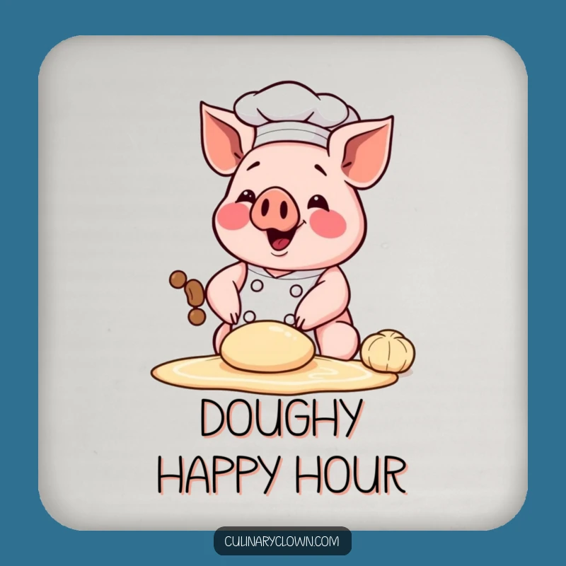 Funny Chef Pig Coaster - Dough Kneading Protection, Humorous Table Gift