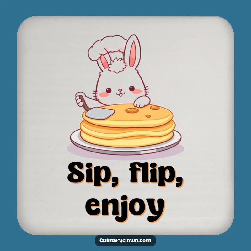 Funny Bunny Chef Pancake Coaster: Protect Surfaces with Fluffy Fun