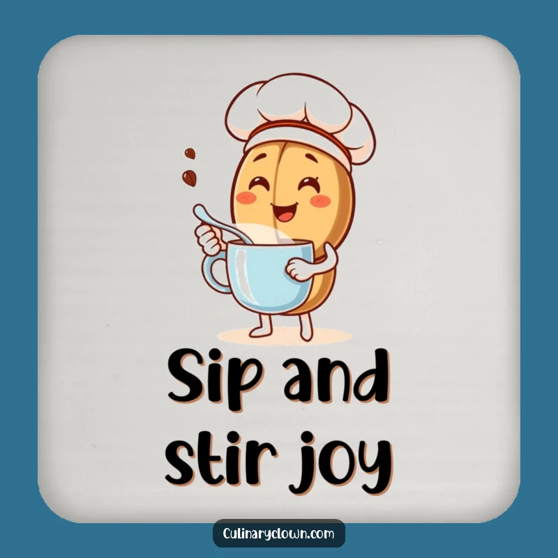 Funny Coffee Bean Chef Coaster: Protect Surfaces with Brewing Humor