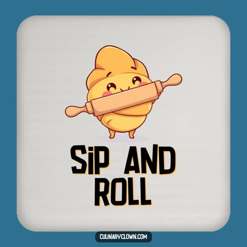 Funny Croissant Baker Drink Coaster: Protect Surfaces with Sweet Baking Art
