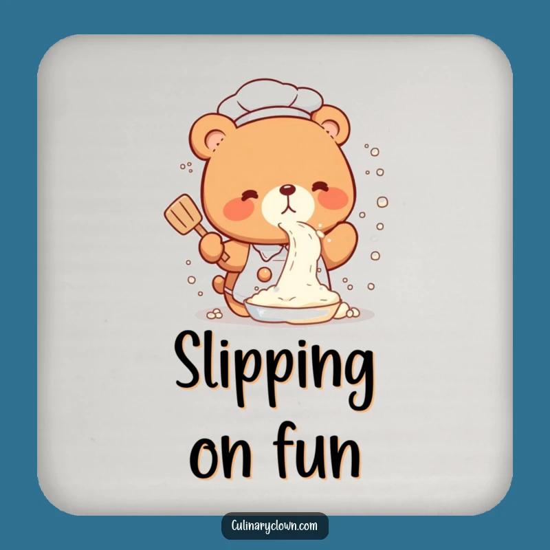 Funny Kawaii Bear Chef Coaster: Protect Surfaces with Humor