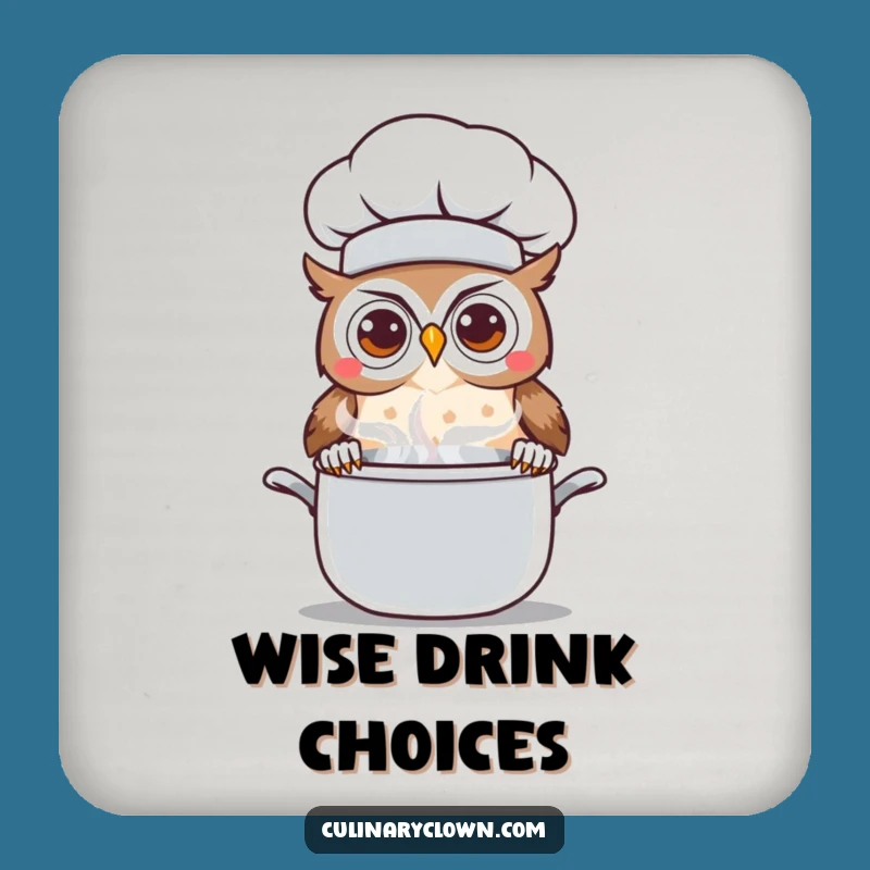 Funny Kawaii Owl Chef Drink Coaster: Curious Steaming Pot Protector, Perfect Funny Gift